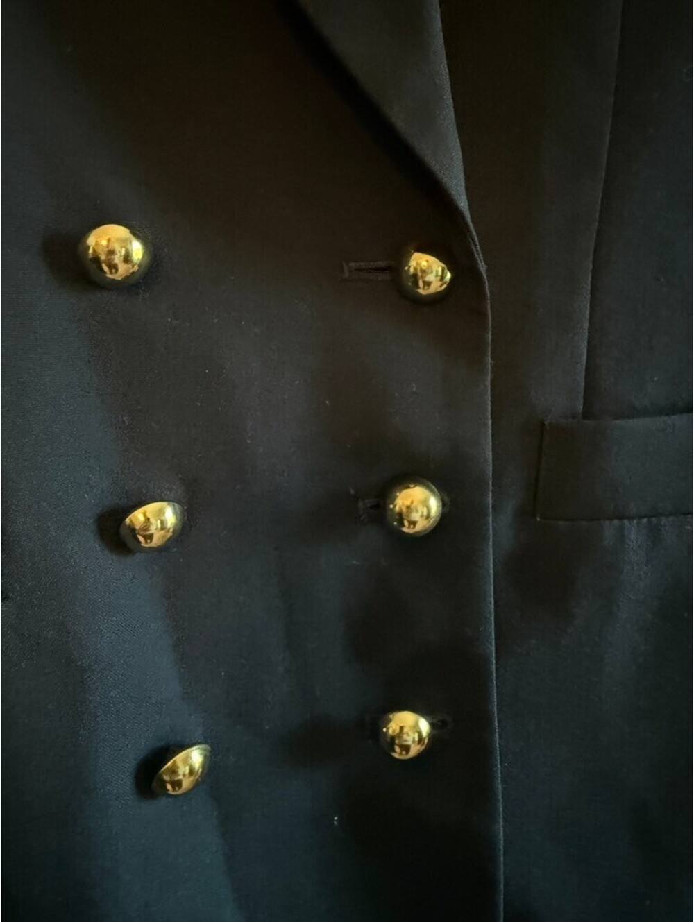 Vintage Ann Taylor Blazer 14 Navy 100% Wool Gold Button Double Breasted 90s - Picture 6 of 7